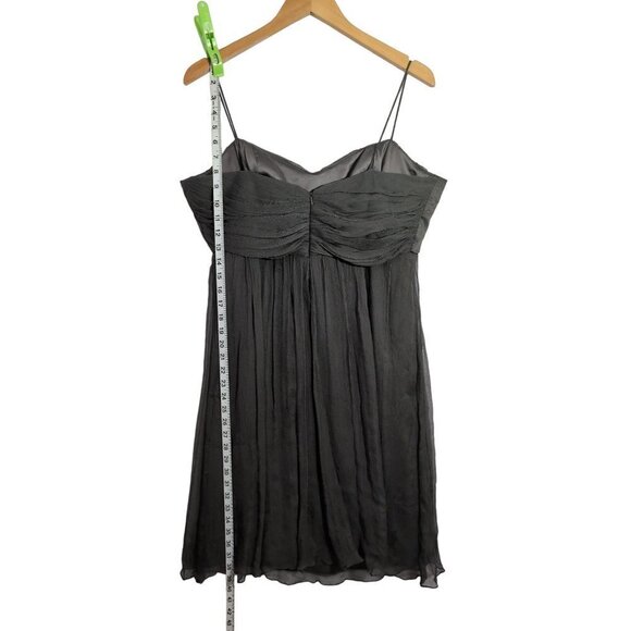 Amsale Cocktail Dress Womens 12 Gray Silk Chiffon Spaghetti Strap Knee Length - Picture 8 of 11